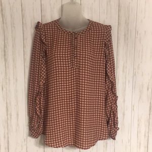 Size S Loft Ruffle Sleeve Career Blouse